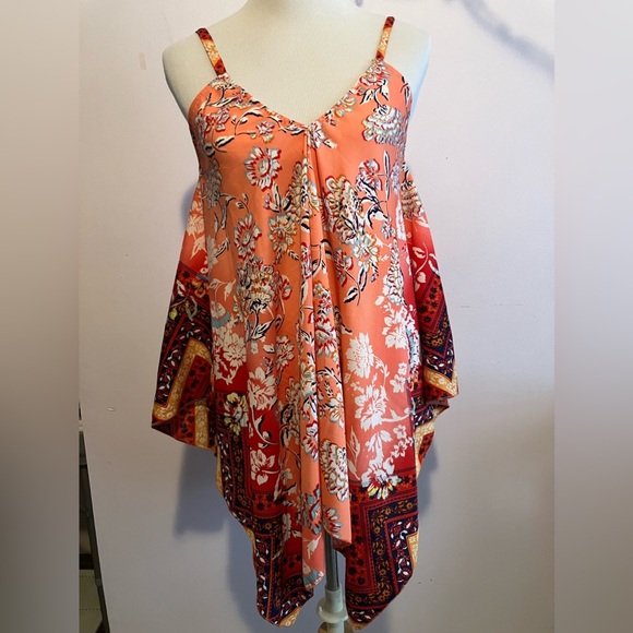 Women’s Pullover/Handkerchief/Tank Top, L, Floral, Orange/Red, Unique Spectrum - Picture 3 of 4